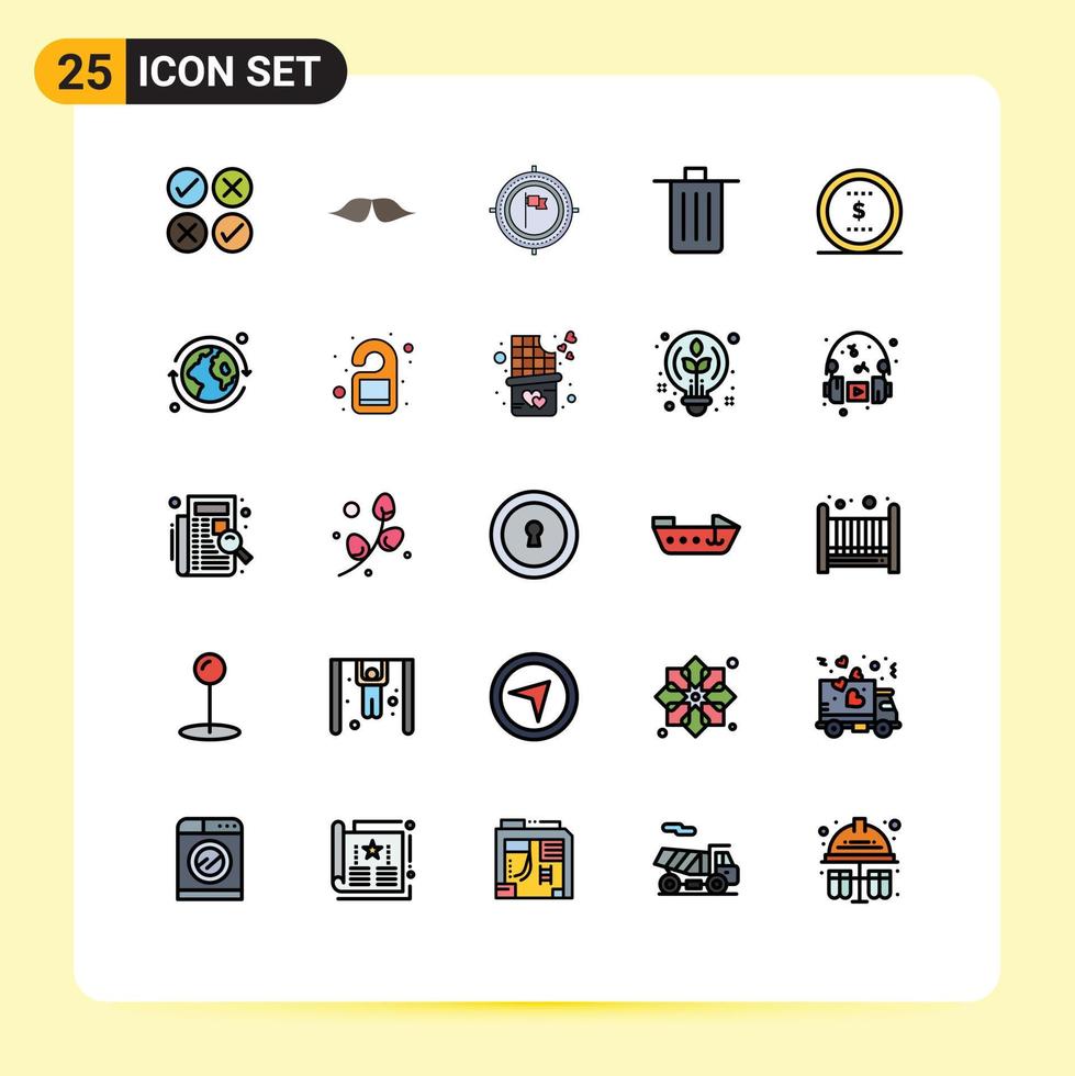 conjunto de 25 iconos de ui modernos símbolos signos para elementos de diseño vectorial editables de bandera de cesta de hombres de basura vector