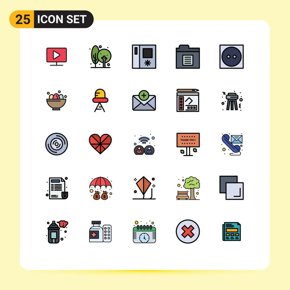 Group of 25 Filled line Flat Colors Signs and Symbols for laundry care plant folder document Editable Vector Design Elements