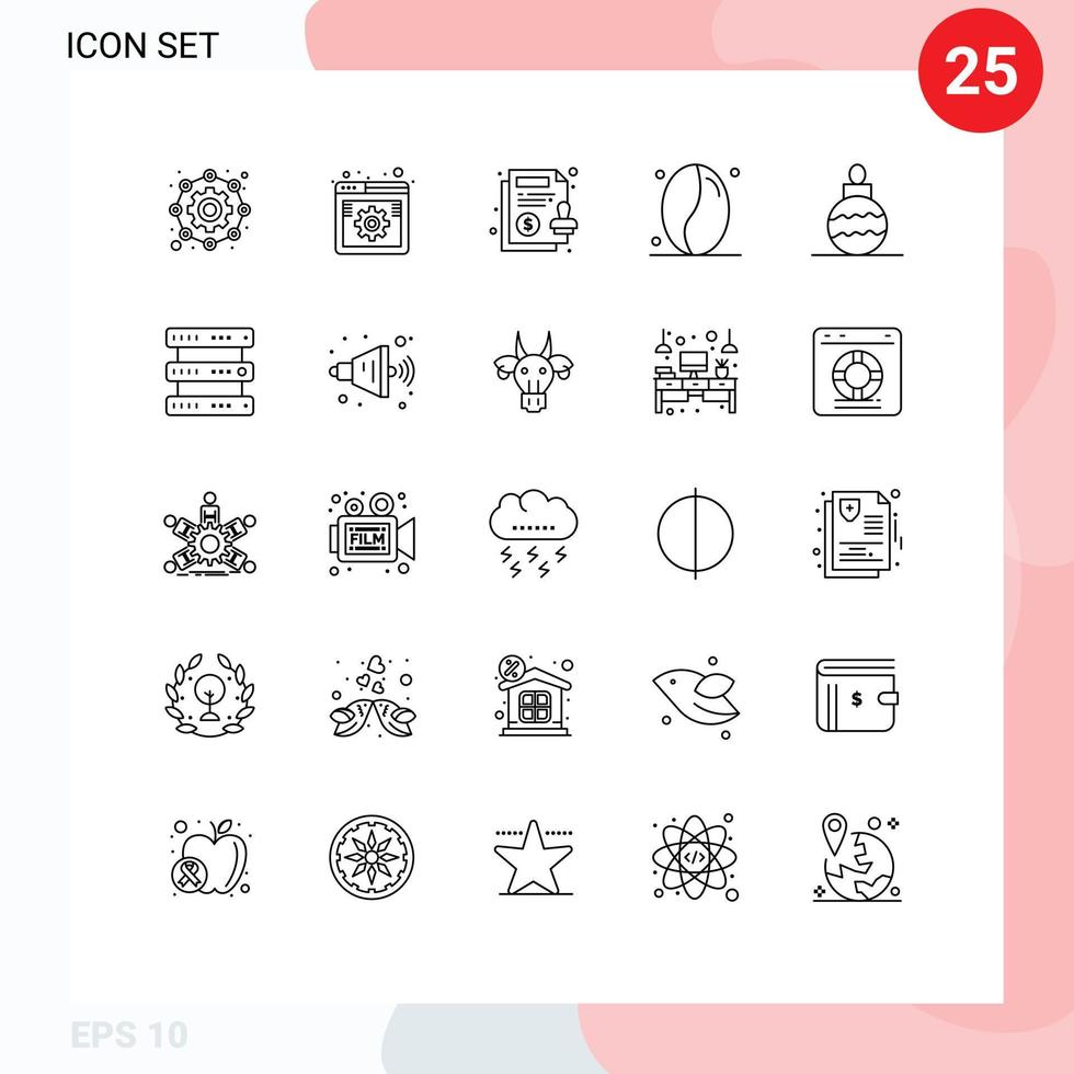 conjunto de 25 iconos de interfaz de usuario modernos símbolos signos para granos de juguete papel de bebida web elementos de diseño vectorial editables vector