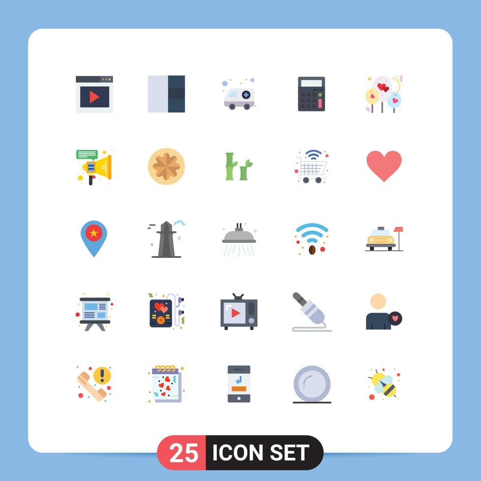 25 Creative Icons Modern Signs and Symbols of love balloon car office ecommerce Editable Vector Design Elements