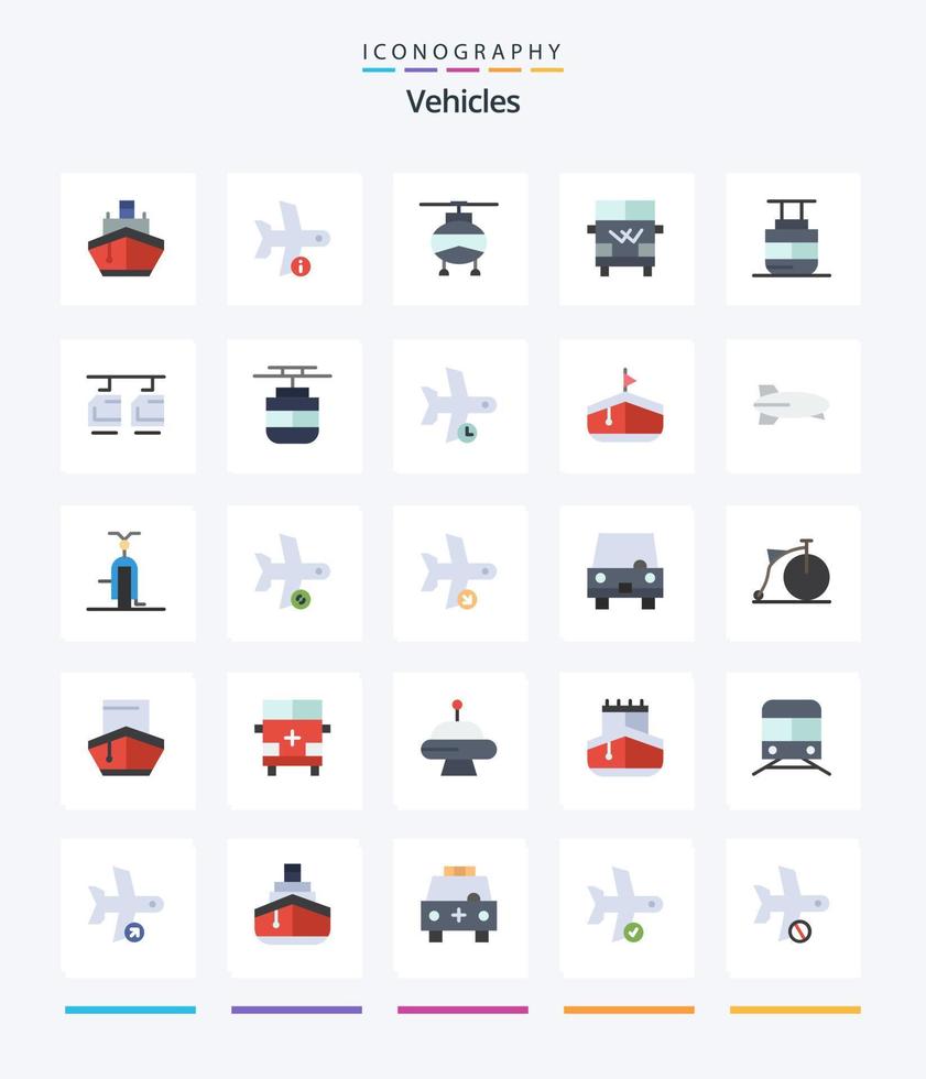 Creative Vehicles 25 Flat icon pack  Such As vehicle. transportation. transport. transport. transportation vector