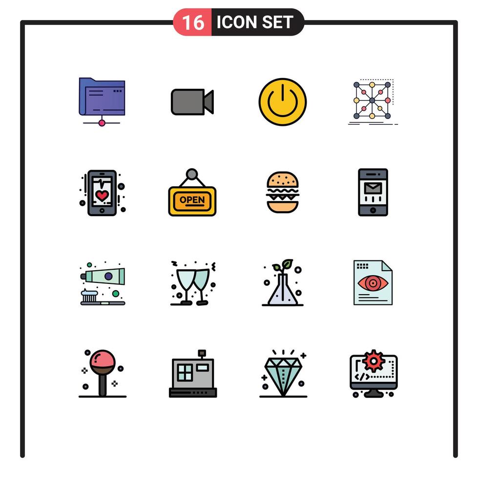 conjunto de 16 iconos de interfaz de usuario modernos signos de símbolos para elementos de diseño de vectores creativos editables de potencia de marco ecológico de aplicaciones complejas