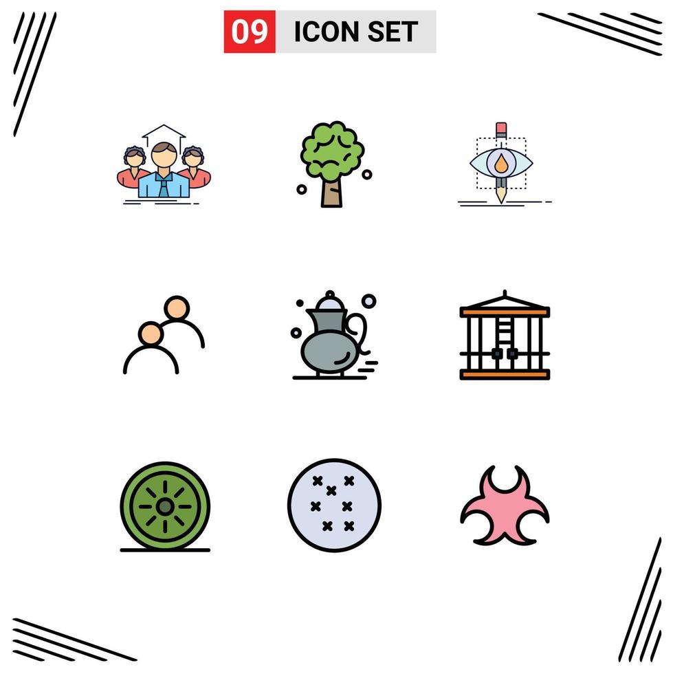 Stock Vector Icon Pack of 9 Line Signs and Symbols for avatar user nature science pollution Editable Vector Design Elements