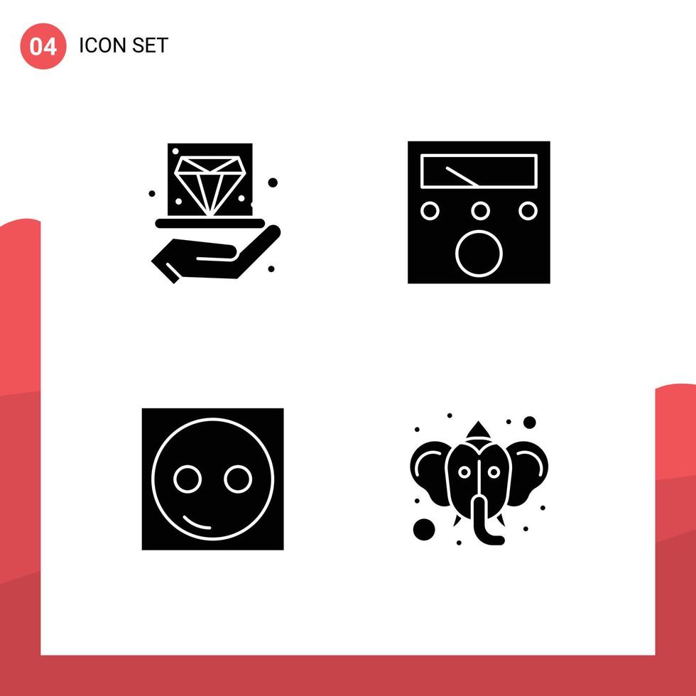 Set of 4 Modern UI Icons Symbols Signs for business electric hold meter equipment Editable Vector Design Elements