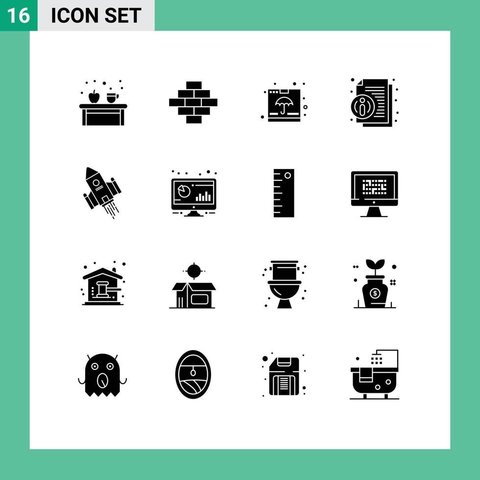 paquete de iconos vectoriales de stock de 16 signos y símbolos de línea para la información de la caja de información de naves espaciales que envía elementos de diseño vectorial editables vector