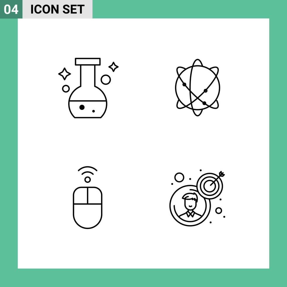 Mobile Interface Line Set of 4 Pictograms of tube hardware test internet wireless Editable Vector Design Elements