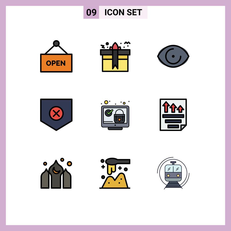 Stock Vector Icon Pack of 9 Line Signs and Symbols for screen x eye shield protect Editable Vector Design Elements