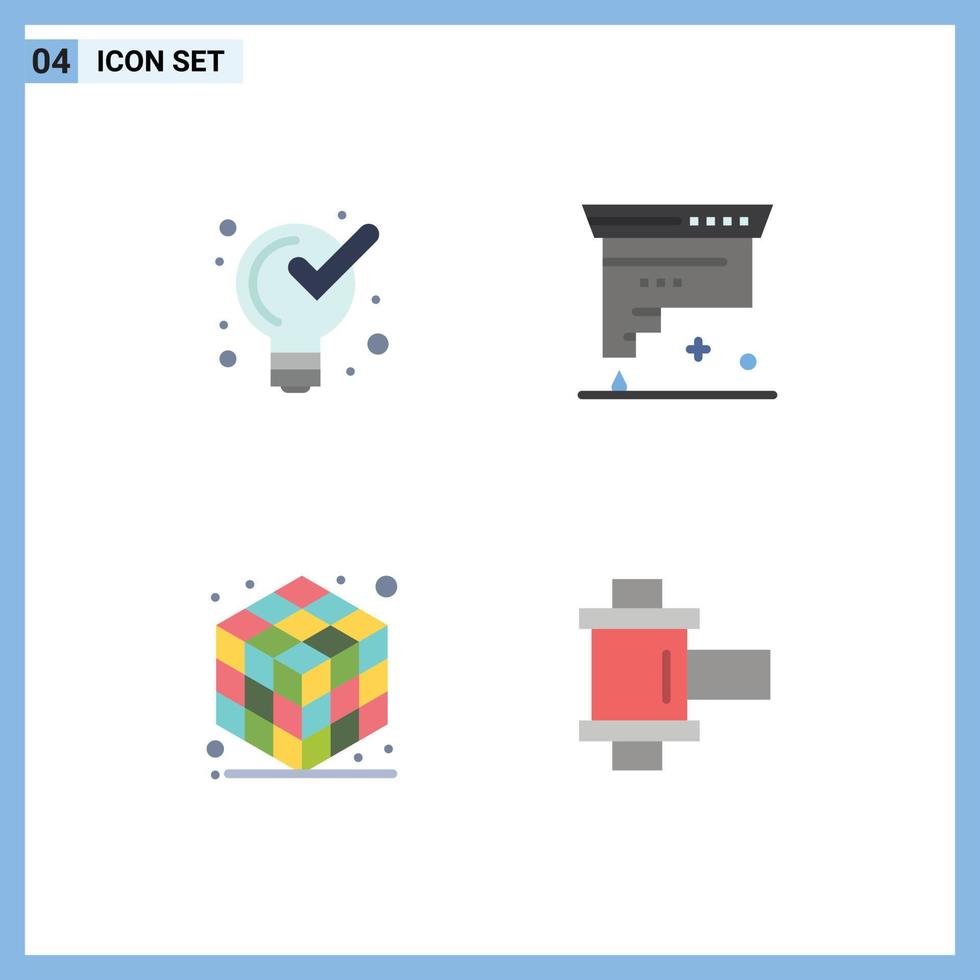 Flat Icon Pack of 4 Universal Symbols of defining cube solution design layer Editable Vector Design Elements