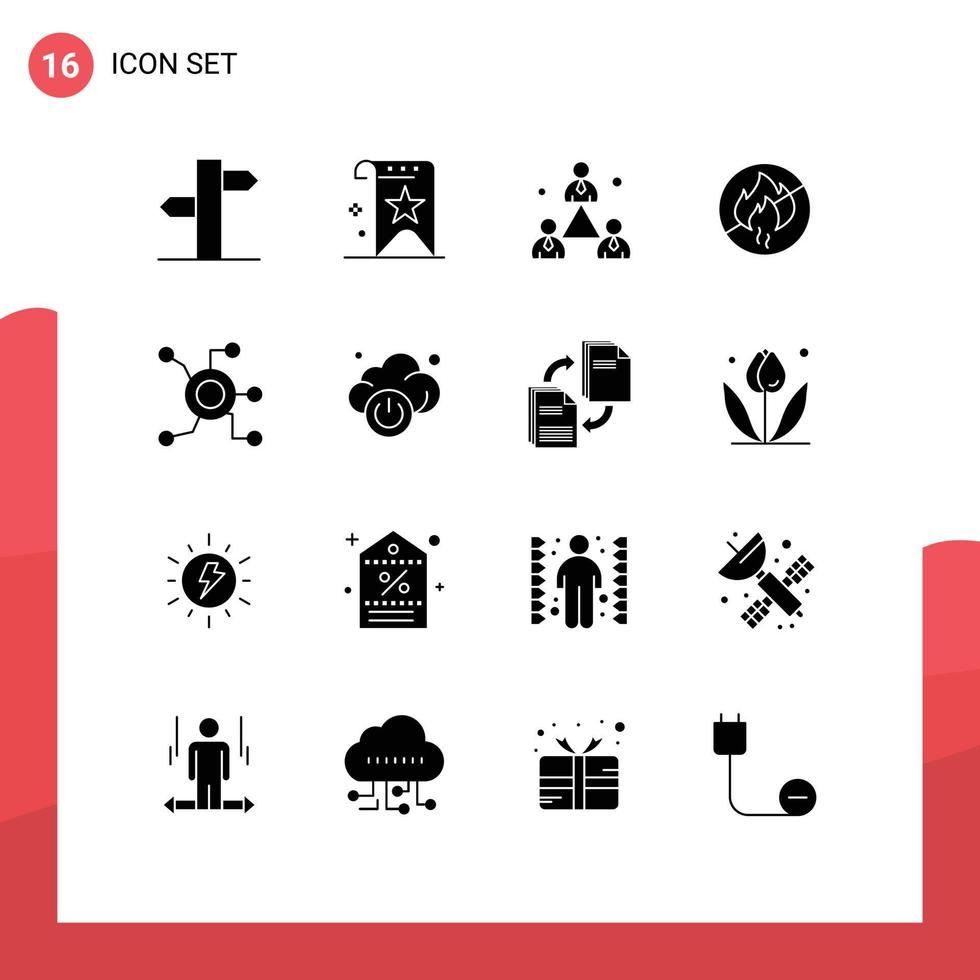 16 Solid Glyph concept for Websites Mobile and Apps data fire reputation no modern Editable Vector Design Elements