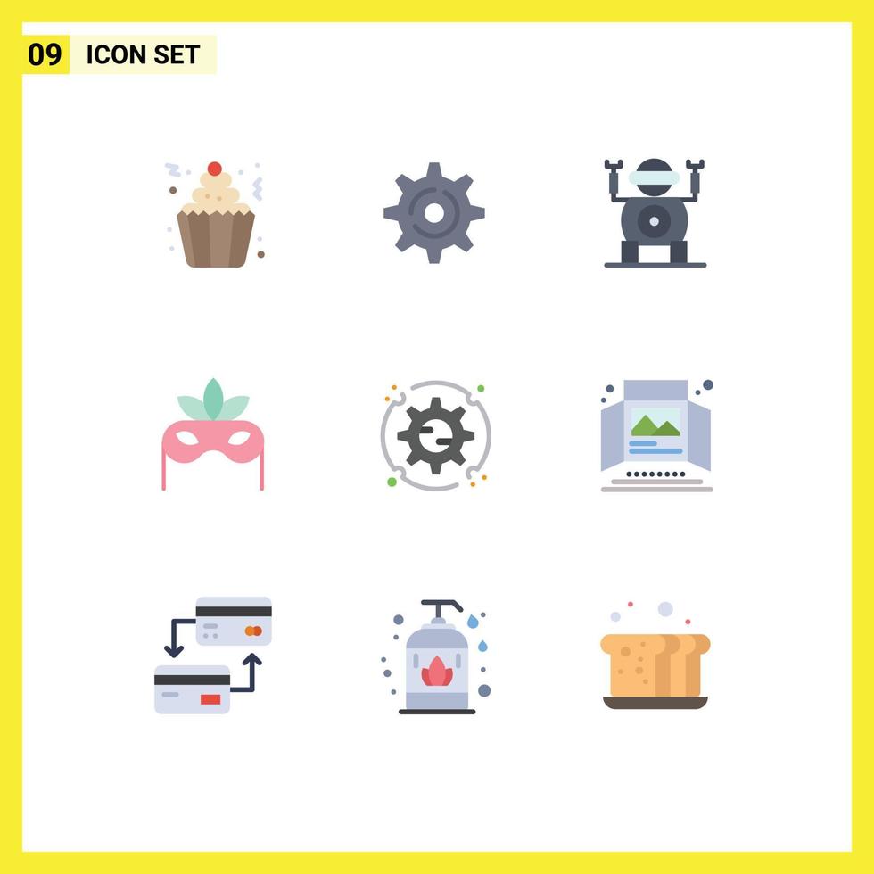 9 Universal Flat Color Signs Symbols of options setting robot preferences mask Editable Vector Design Elements