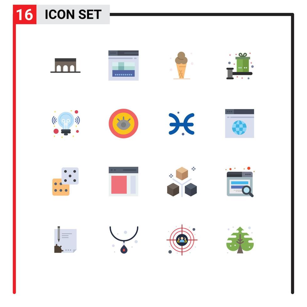 grupo de 16 colores planos modernos establecidos para el cono de la caja del sitio web de regalo adicional paquete editable de elementos de diseño de vectores creativos