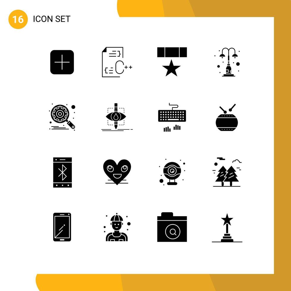 Set of 16 Modern UI Icons Symbols Signs for park light file elements military Editable Vector Design Elements
