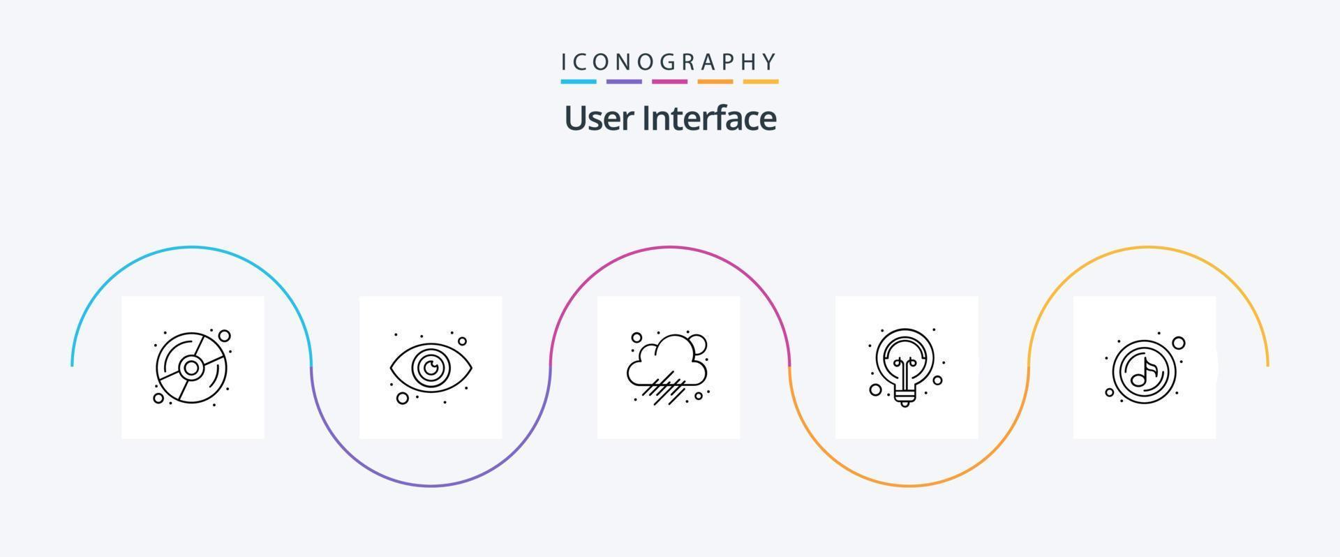 User Interface Line 5 Icon Pack Including . quaver. weather. play. tips vector