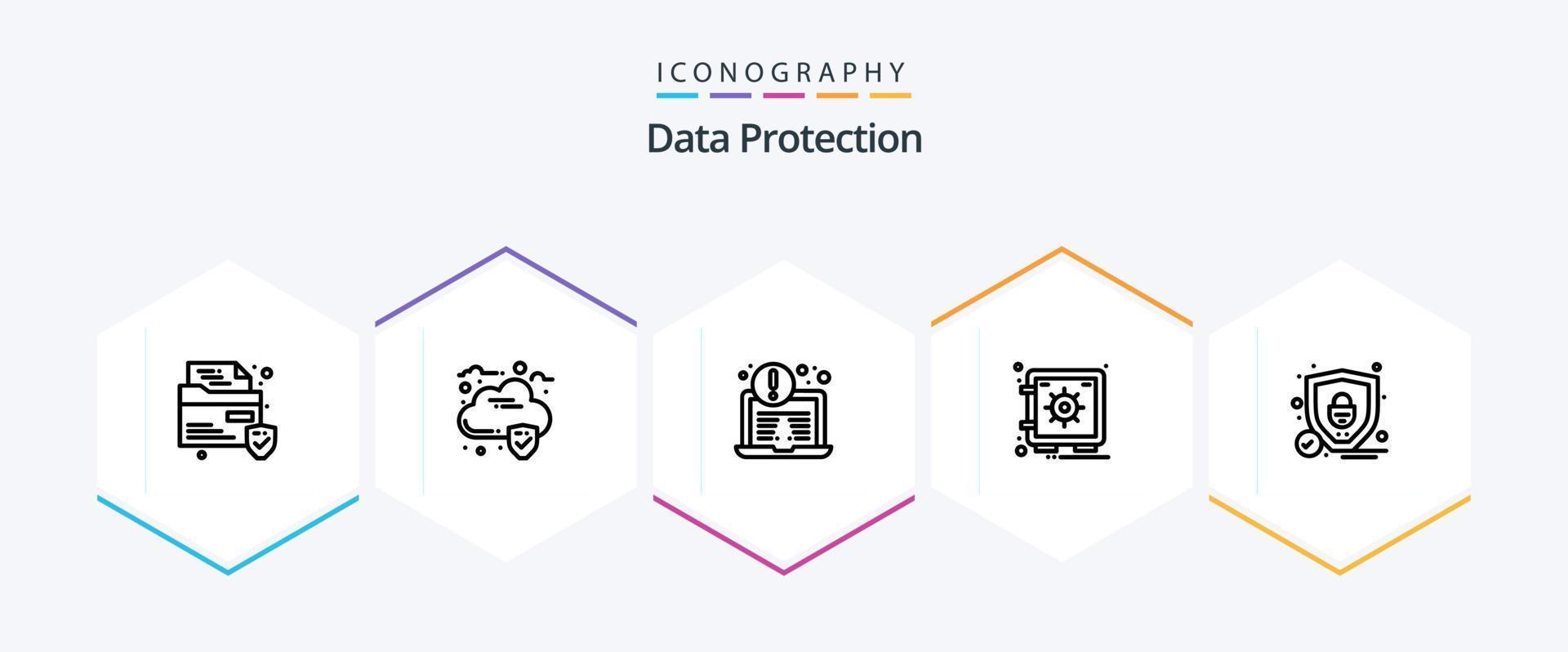 Data Protection 25 Line icon pack including . shield. security. security. vault vector