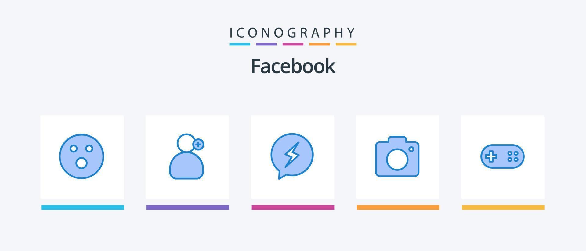 Facebook Blue 5 Icon Pack Including band. picture. chat. photo. camera. Creative Icons Design vector