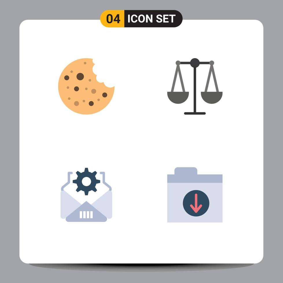 4 Flat Icon concept for Websites Mobile and Apps food download balance mail folder Editable Vector Design Elements