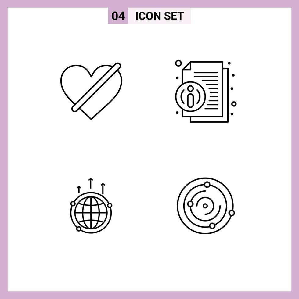 4 Universal Filledline Flat Colors Set for Web and Mobile Applications denied globe love info communication Editable Vector Design Elements
