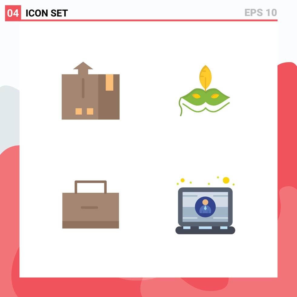 User Interface Pack of 4 Basic Flat Icons of barcode bag export costume school Editable Vector Design Elements