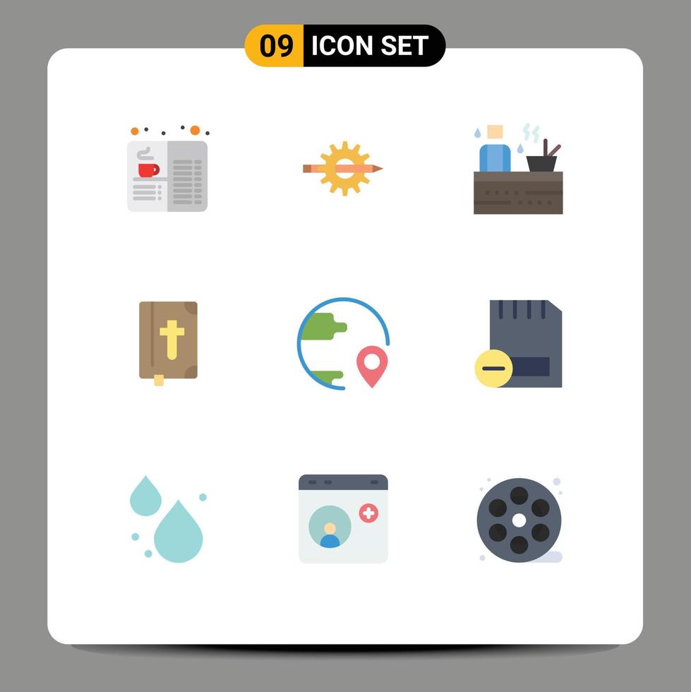 Universal Icon Symbols Group of 9 Modern Flat Colors of easter book development wellness sauna Editable Vector Design Elements