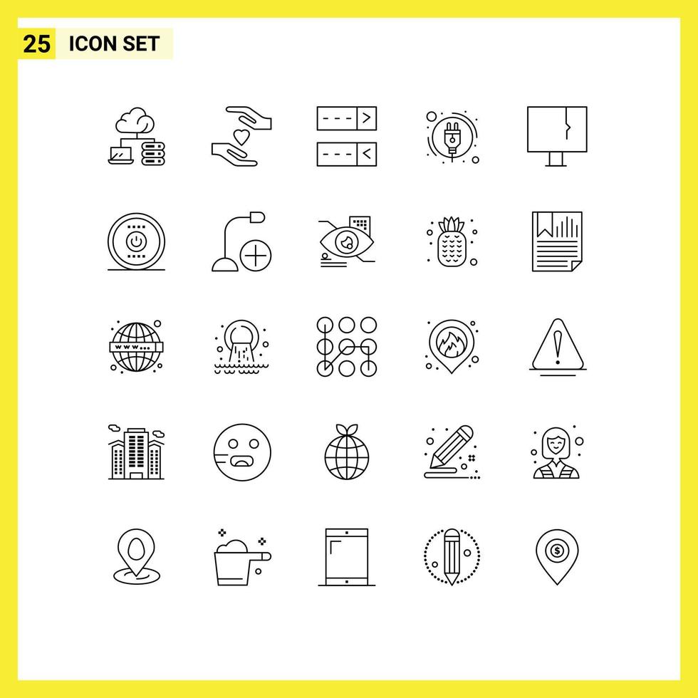 25 User Interface Line Pack of modern Signs and Symbols of computing virus protect pc alert Editable Vector Design Elements