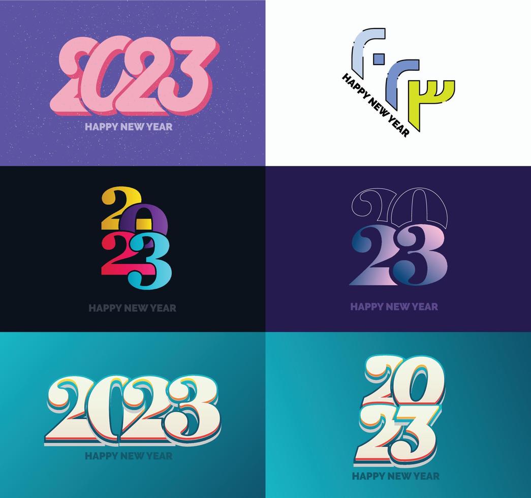 gran conjunto de 2023 feliz año nuevo diseño de texto de logotipo plantilla de diseño de número 2023 vector