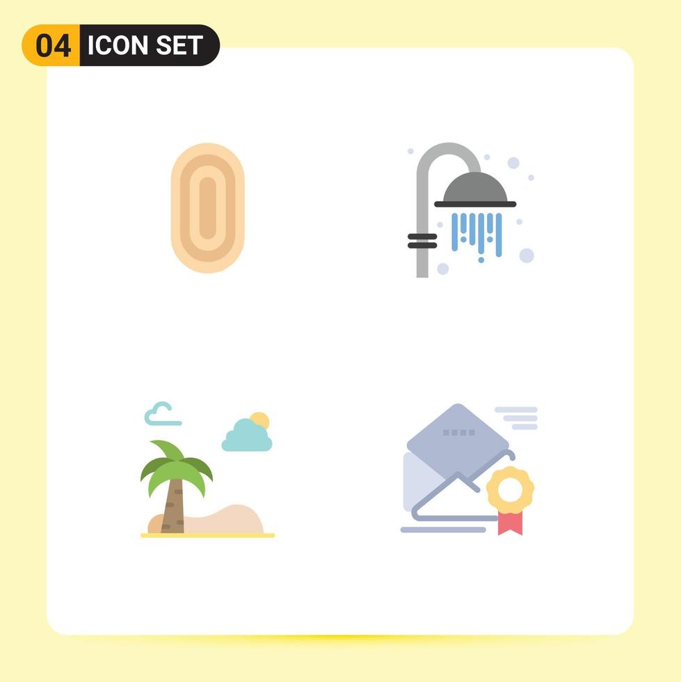 4 Universal Flat Icons Set for Web and Mobile Applications adornment palm ornamental sauna spring Editable Vector Design Elements