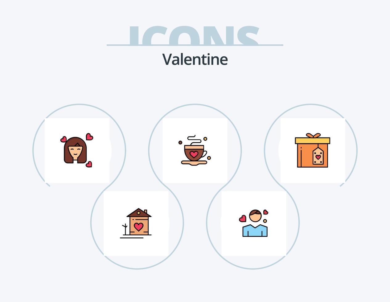 Valentine Line Filled Icon Pack 5 Icon Design. love. valentines. love. valentine. discount vector