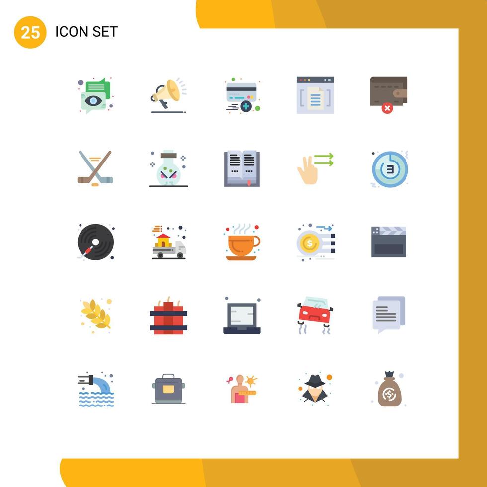 Set of 25 Modern UI Icons Symbols Signs for interface document add browser credit Editable Vector Design Elements