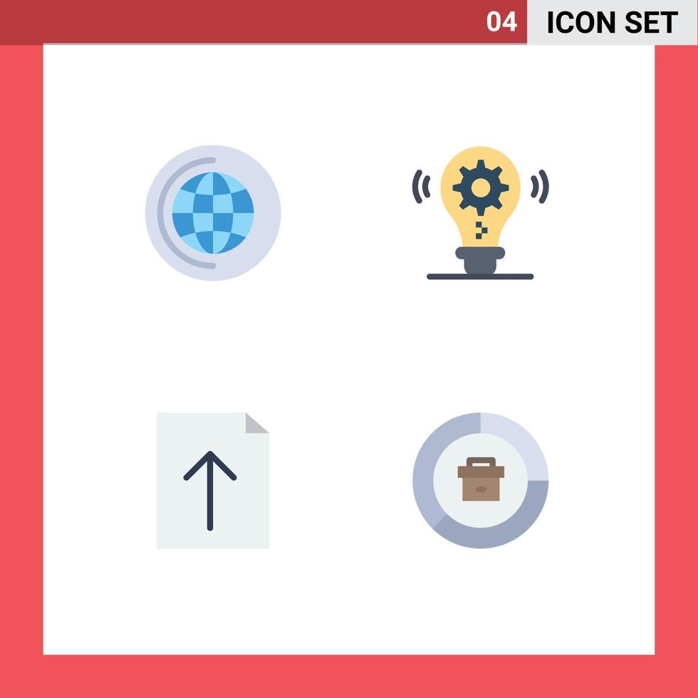4 Universal Flat Icons Set for Web and Mobile Applications education upload bulb setting business Editable Vector Design Elements