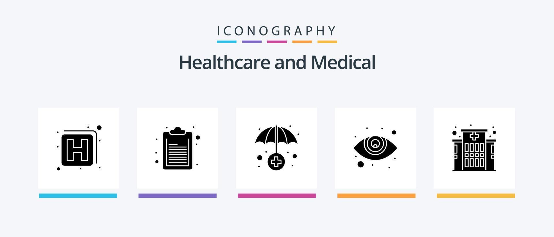 Medical Glyph 5 Icon Pack Including . medical. hospital. building. Creative Icons Design vector