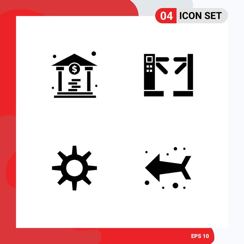 Pack of 4 Modern Solid Glyphs Signs and Symbols for Web Print Media such as bank wheel access underground left Editable Vector Design Elements