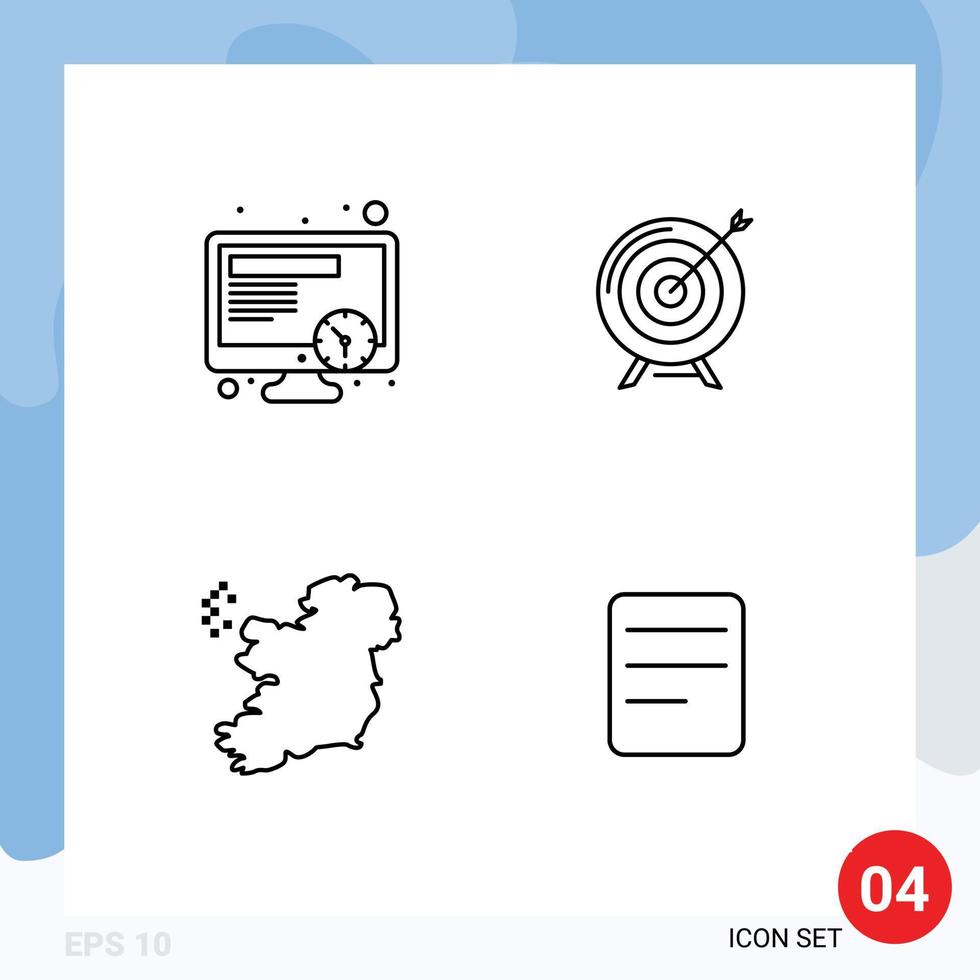 4 Line concept for Websites Mobile and Apps schedule success target business map Editable Vector Design Elements
