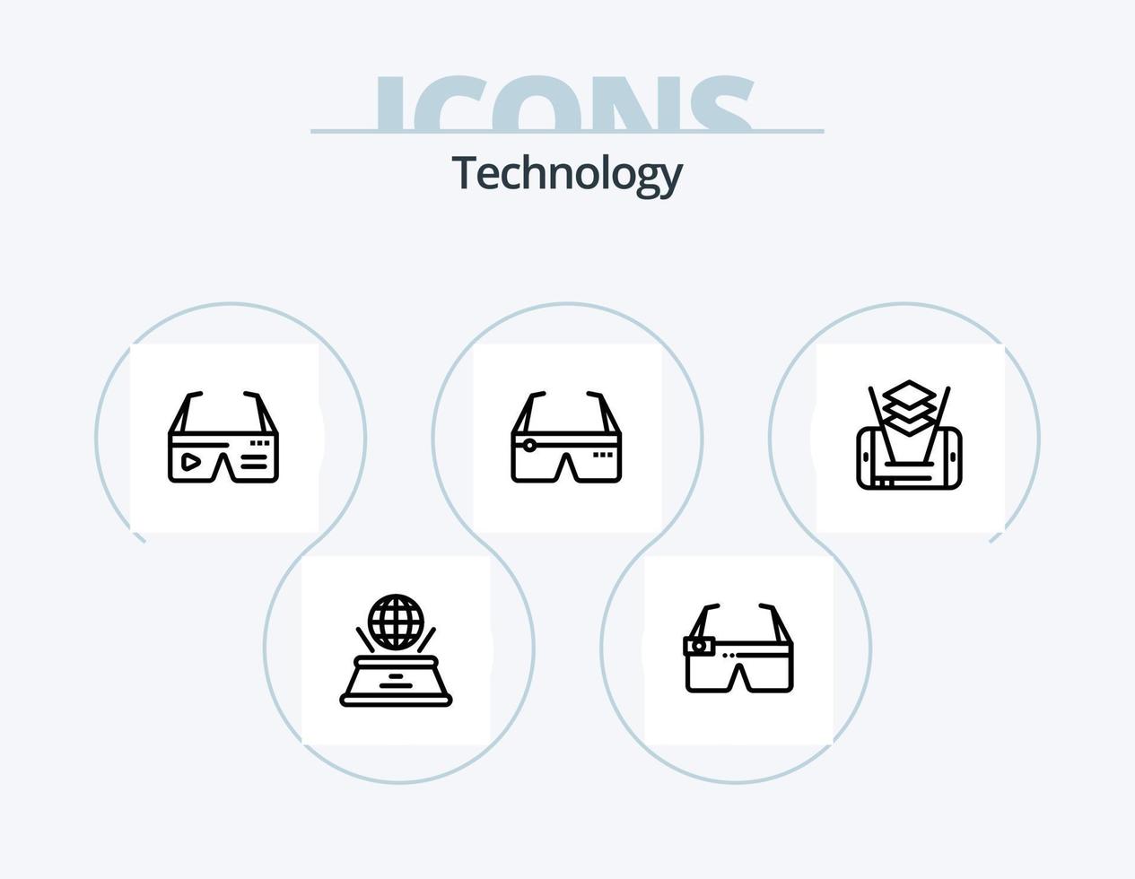 Technology Line Icon Pack 5 Icon Design. presentation. hologram. technology. box. cpu vector