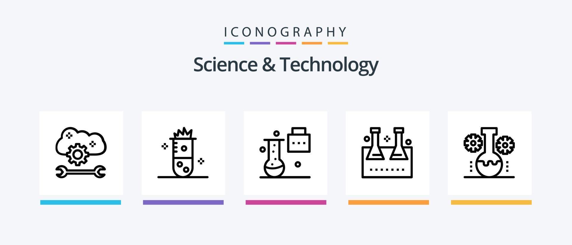 Science And Technology Line 5 Icon Pack Including lab management. bear lab. funnel. scientific research. science lab. Creative Icons Design vector
