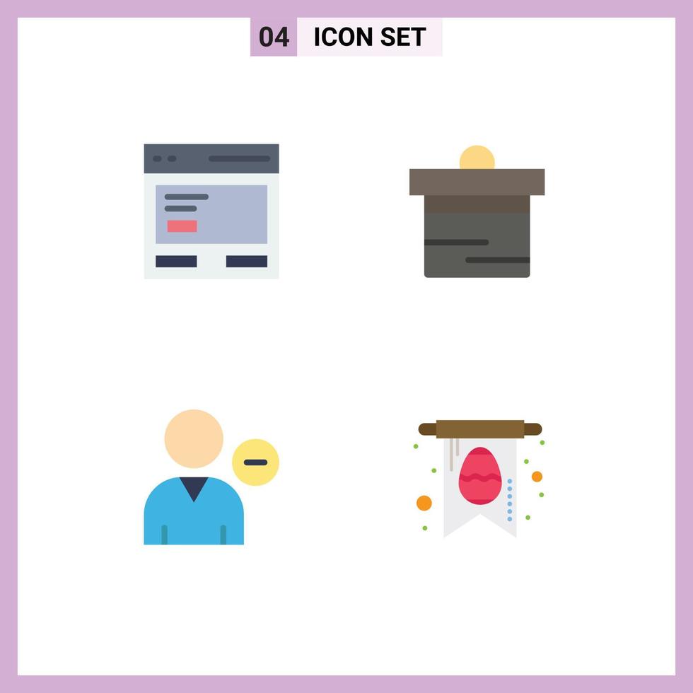 4 User Interface Flat Icon Pack of modern Signs and Symbols of action delete interface dollar person Editable Vector Design Elements