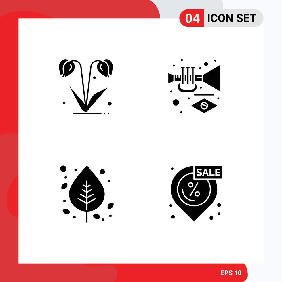 4 Solid Glyph concept for Websites Mobile and Apps flower birch spring carnival nature Editable Vector Design Elements