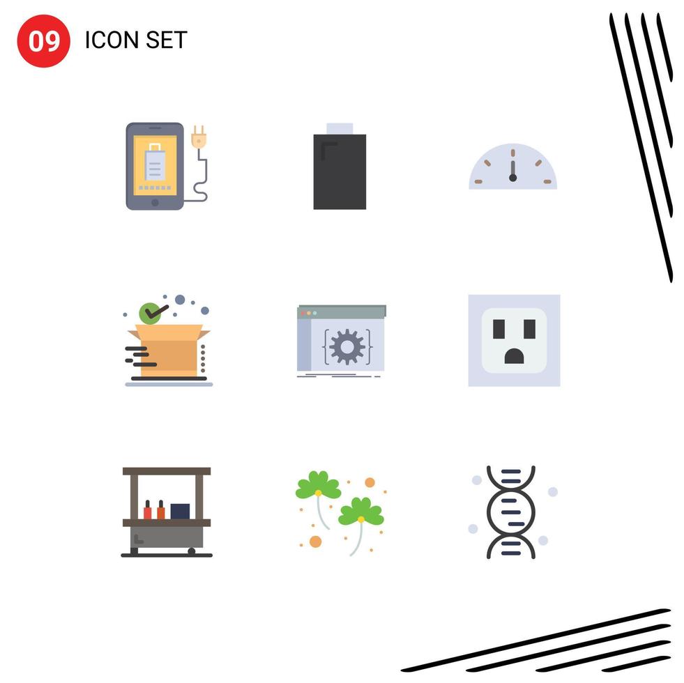 Editable Vector Line Pack of 9 Simple Flat Colors of developer app gauge api product Editable Vector Design Elements
