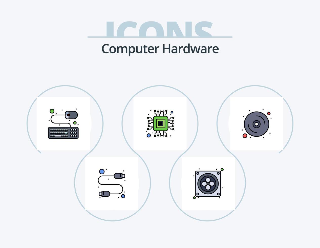 paquete de iconos lleno de línea de hardware de computadora 5 diseño de iconos. sonido. computadora. computadora. HDMI cable vector