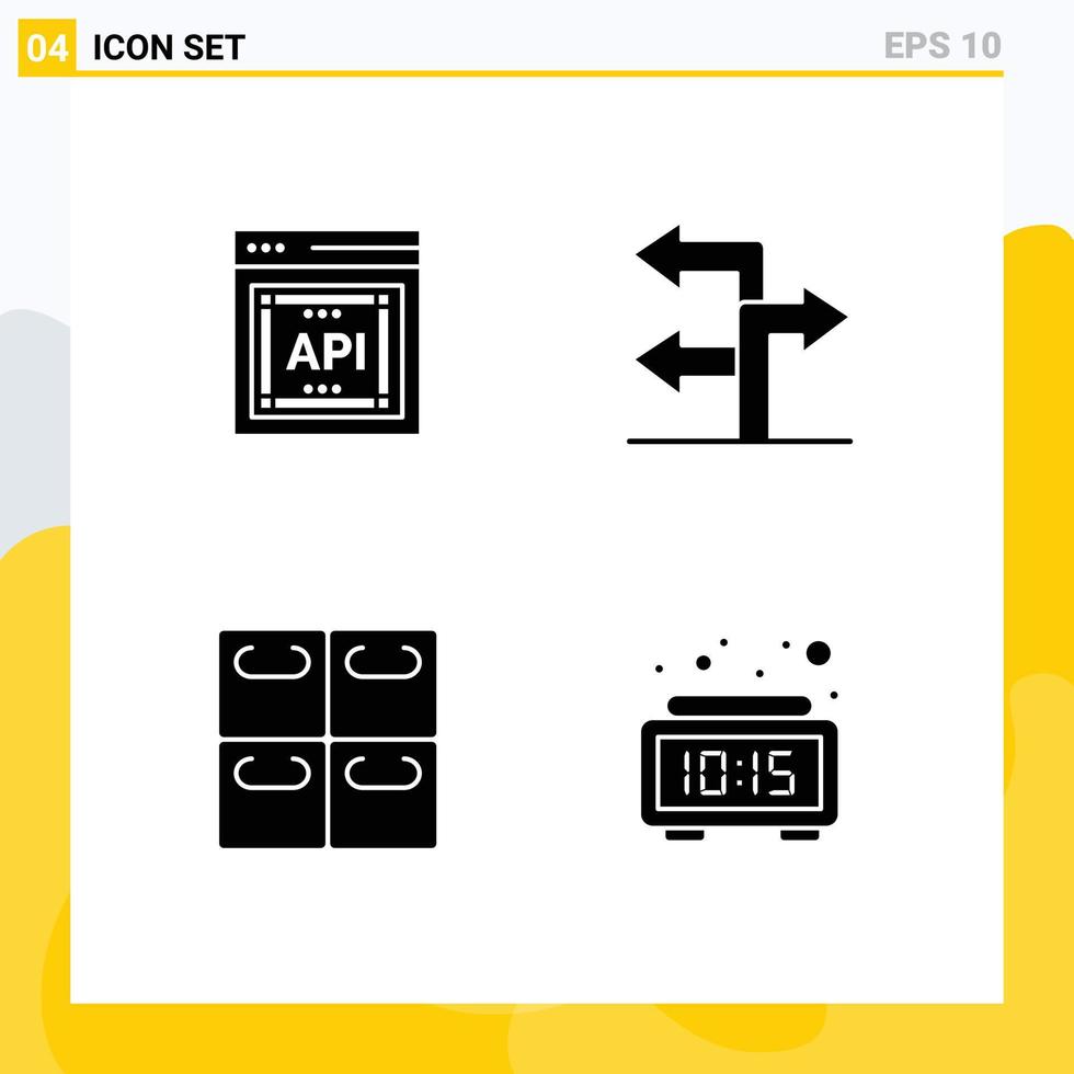 4 glifos sólidos vectoriales temáticos y símbolos editables del reloj de navegación del software api sushi elementos de diseño vectorial editables vector
