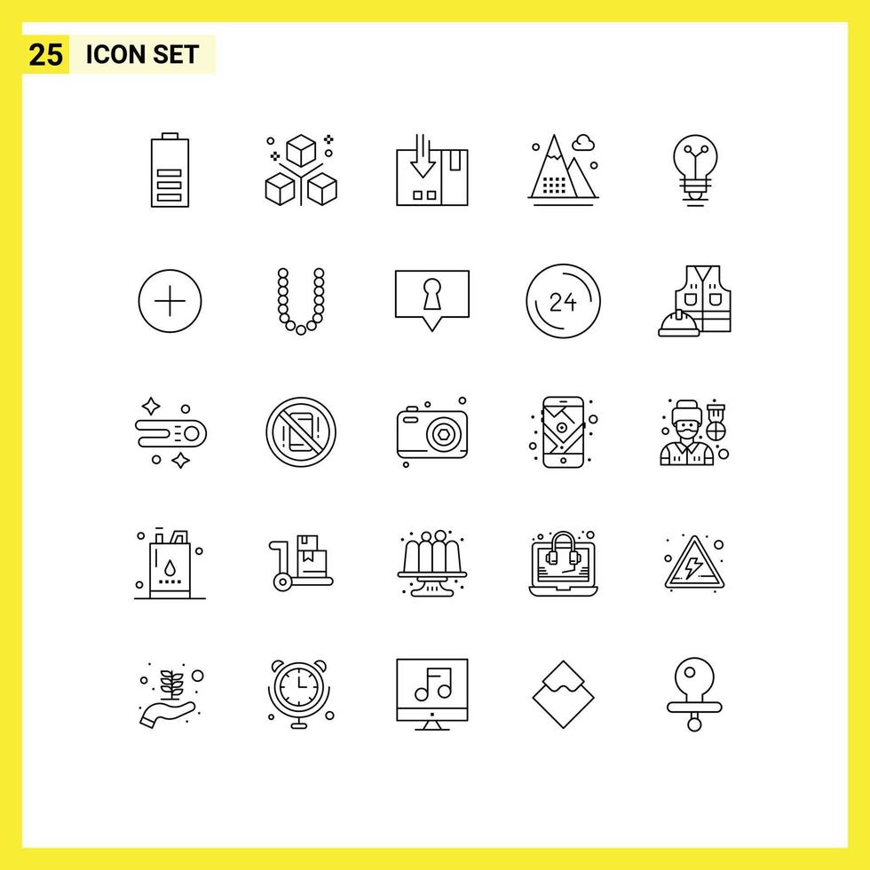 Modern Set of 25 Lines Pictograph of game activities objects service logistic Editable Vector Design Elements