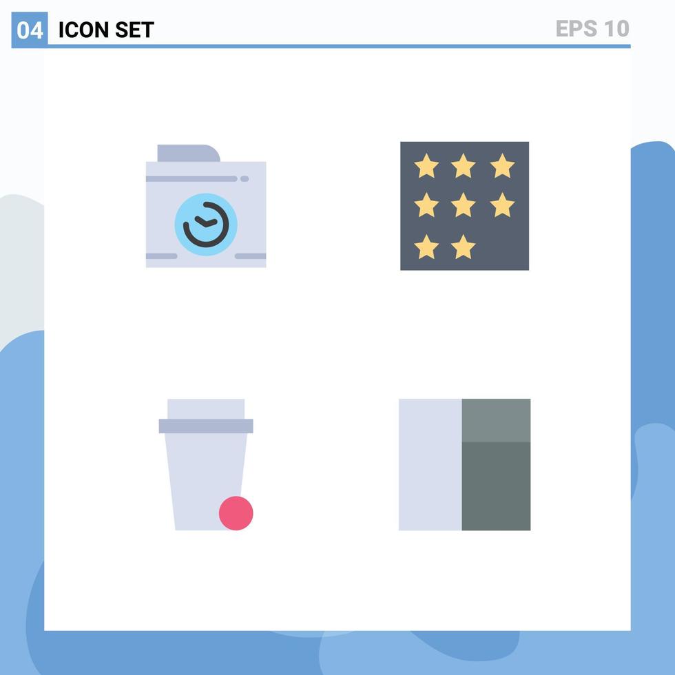 Set of 4 Commercial Flat Icons pack for camera soup achievement rank grid Editable Vector Design Elements