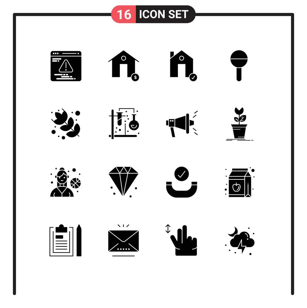 16 Universal Solid Glyph Signs Symbols of baking children buildings child house Editable Vector Design Elements