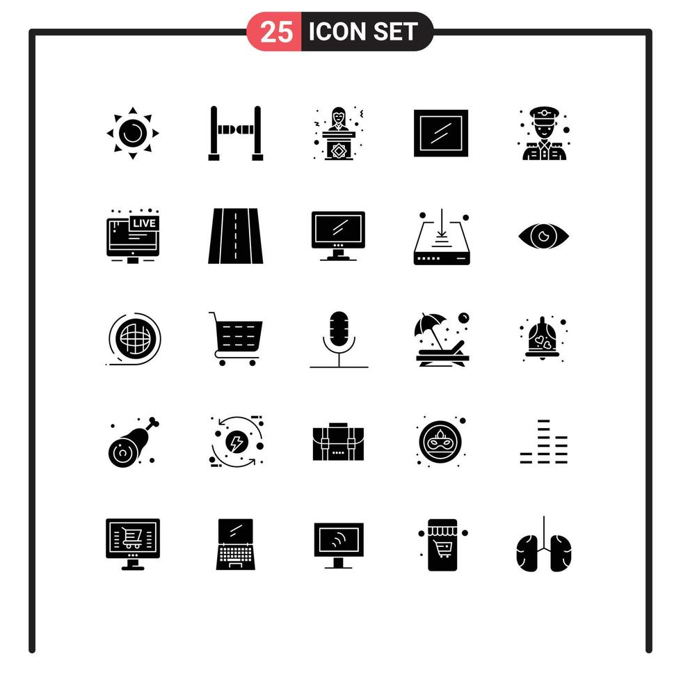 25 Creative Icons Modern Signs and Symbols of screen police security tribune man mirror Editable Vector Design Elements