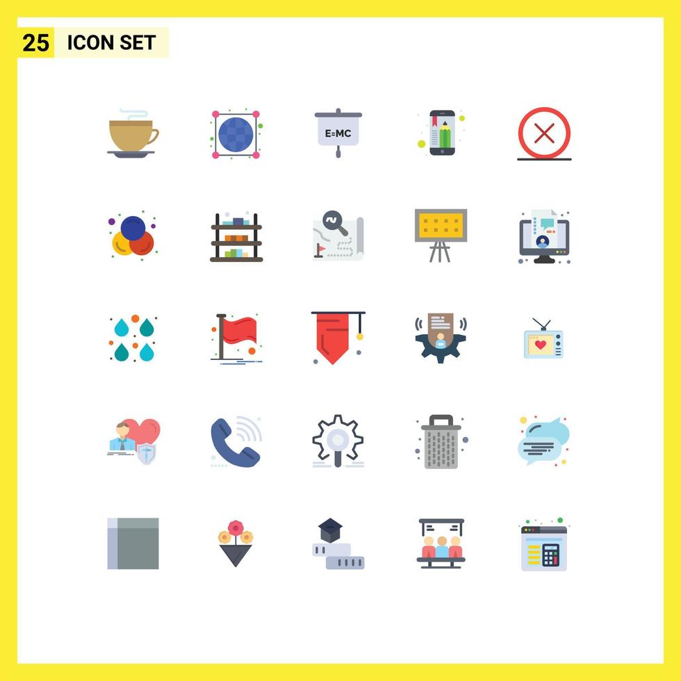 Universal Icon Symbols Group of 25 Modern Flat Colors of close pencil formula mobile learning educational app Editable Vector Design Elements