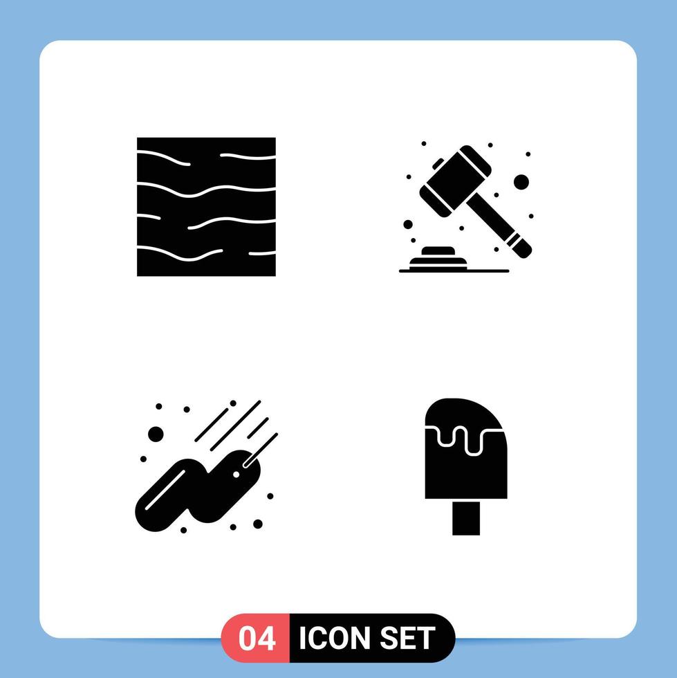 4 Universal Solid Glyphs Set for Web and Mobile Applications climate satellite water court sputnik Editable Vector Design Elements