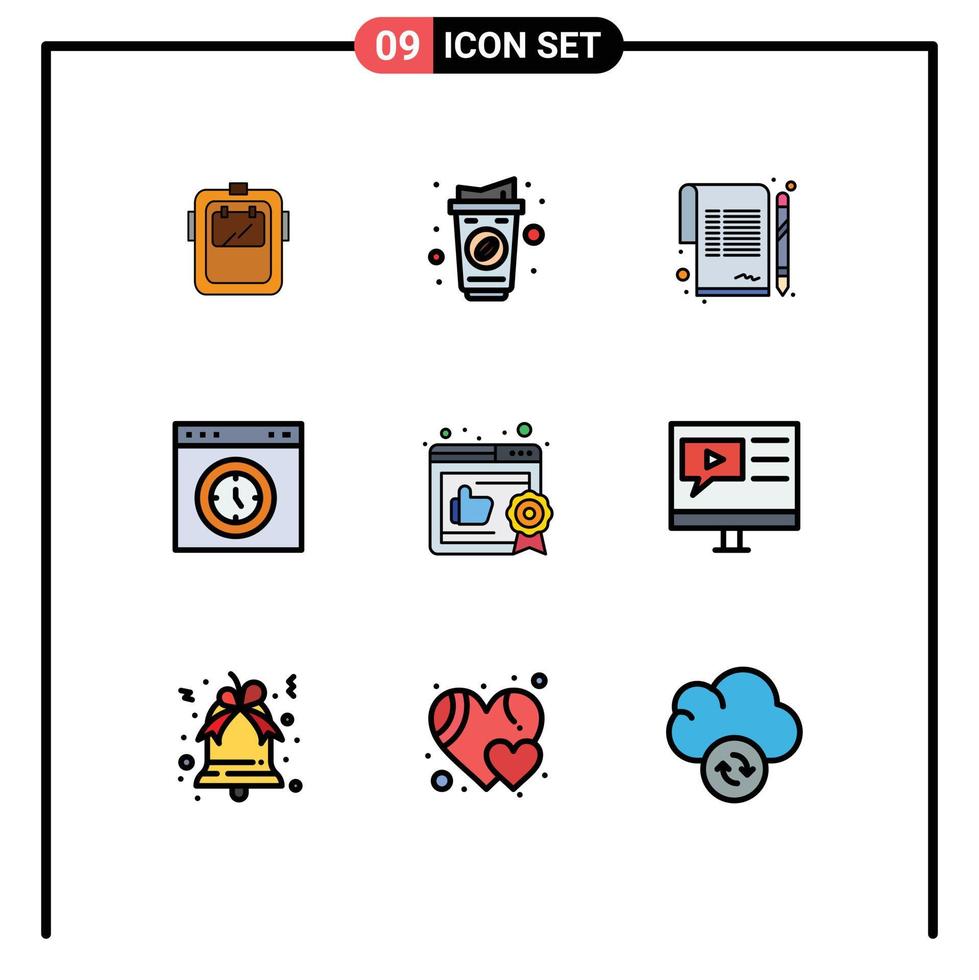 9 iconos creativos signos y símbolos modernos de página de prueba acuerdo de interfaz de bebida elementos de diseño vectorial editables vector