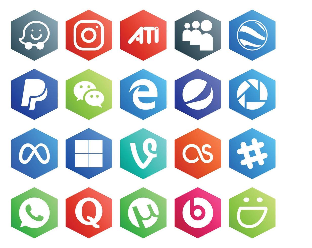 20 Social Media Icon Pack Including chat lastfm edge vine facebook vector