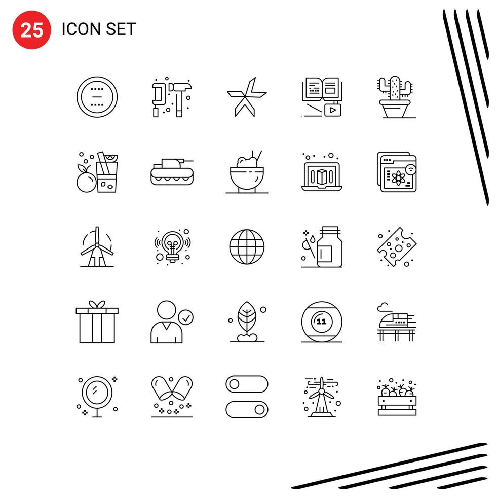 Line Pack of 25 Universal Symbols of education knowledge gear growth crypto Editable Vector Design Elements