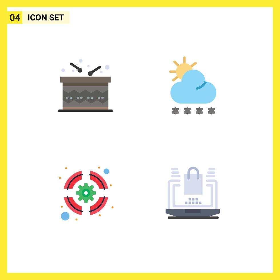 4 Creative Icons Modern Signs and Symbols of celebration seo happy sun support team Editable Vector Design Elements