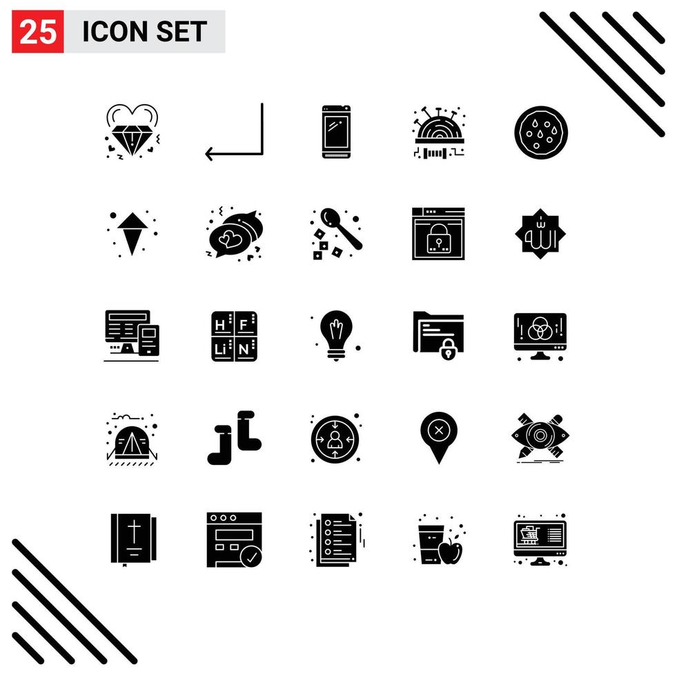 User Interface Pack of 25 Basic Solid Glyphs of healthy sew phone pincushion power bank Editable Vector Design Elements